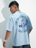 Marvel By Highlander Men Blue Spider-Man Printed Round Neck Oversized Fit T-Shirt - Blue - Image 1