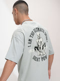 Marvel By Highlander Men Grey Spider-Man Printed Round Neck Oversized Fit T-Shirt - Grey - Image 1