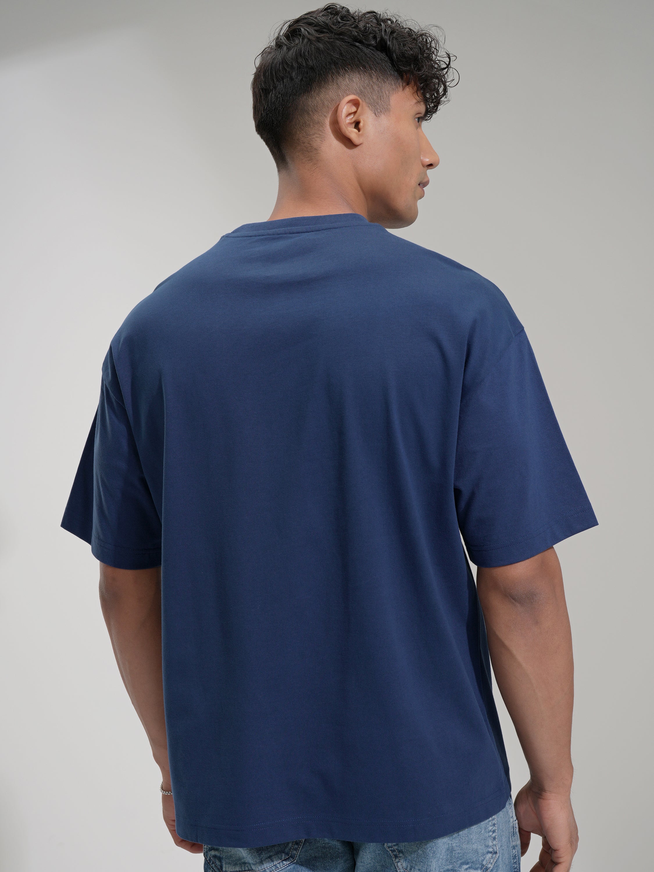 Marvel By Highlander Men Navy Blue Venom Printed Round Neck Oversized Fit T-Shirt - Navy Blue - Image 3
