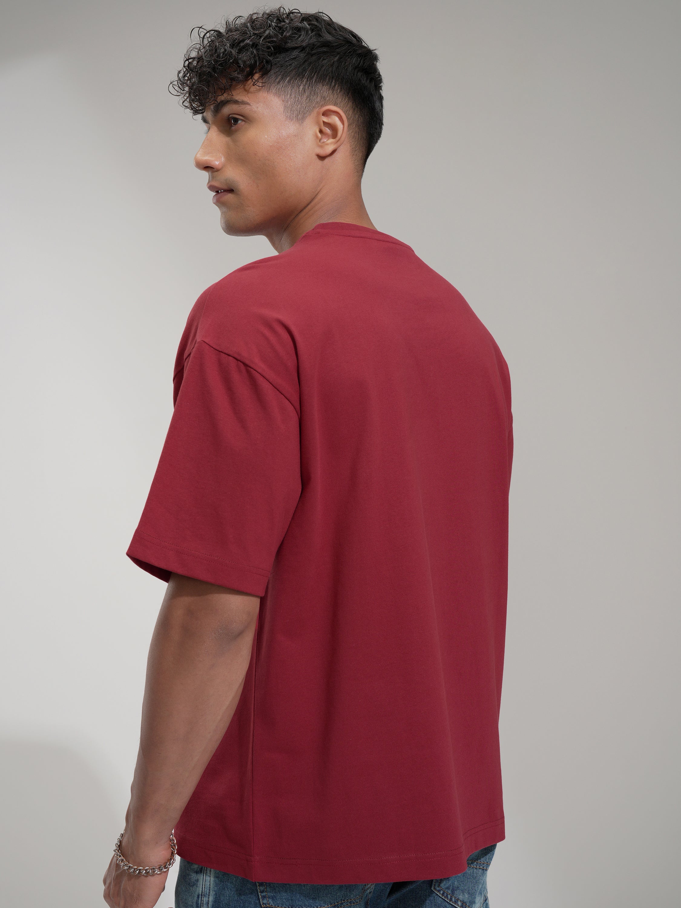 Marvel By Highlander Men Maroon Venom Printed Round Neck Oversized Fit T-Shirt - Maroon - Image 3