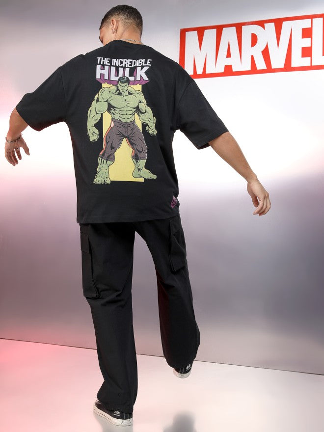 Marvel By Highlander Men Black Hulk Printed Round Neck Oversized Fit T-Shirt - Black - Image 2