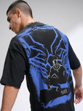 Marvel By Highlander Men Black Black Panther Printed Round Neck Oversized Fit T-Shirt - Black - Image 1
