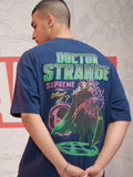 Marvel By Highlander Men Navy Blue Doctor Strange Printed Round Neck Oversized Fit T-Shirt - Navy Blue - Image 1
