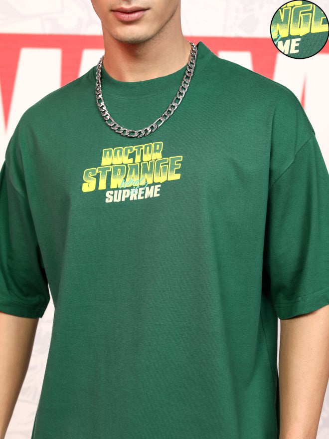 Marvel By Highlander Men Green Doctor Strange Printed Round Neck Oversized Fit T-Shirt - Green - Image 5