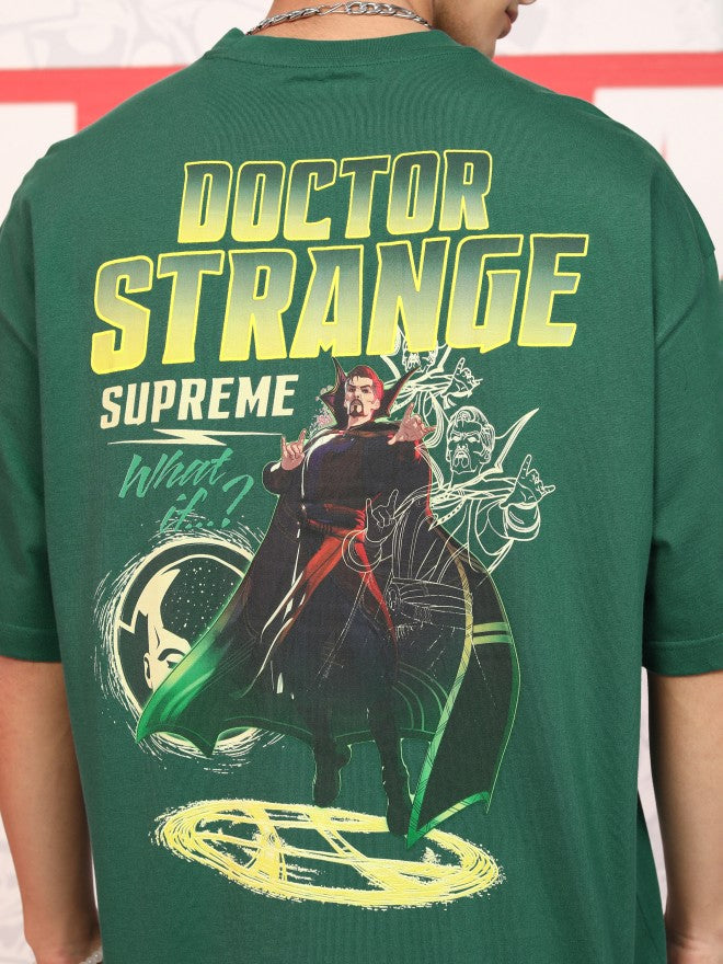 Marvel By Highlander Men Green Doctor Strange Printed Round Neck Oversized Fit T-Shirt - Green - Image 7