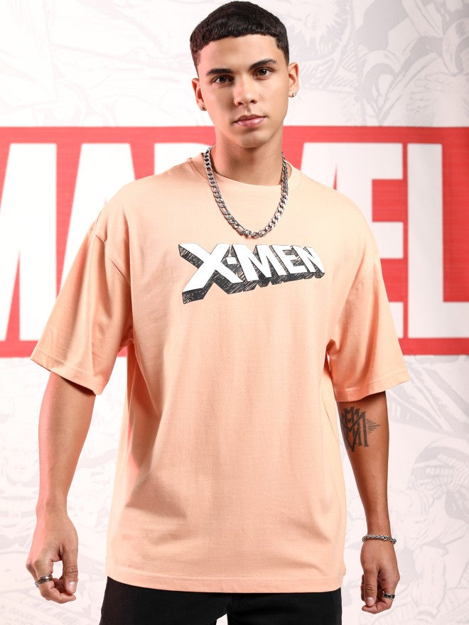 Marvel By Highlander Men Pink X-Men And Wolverine Printed Round Neck Oversized Fit T-Shirt - Pink - Image 3