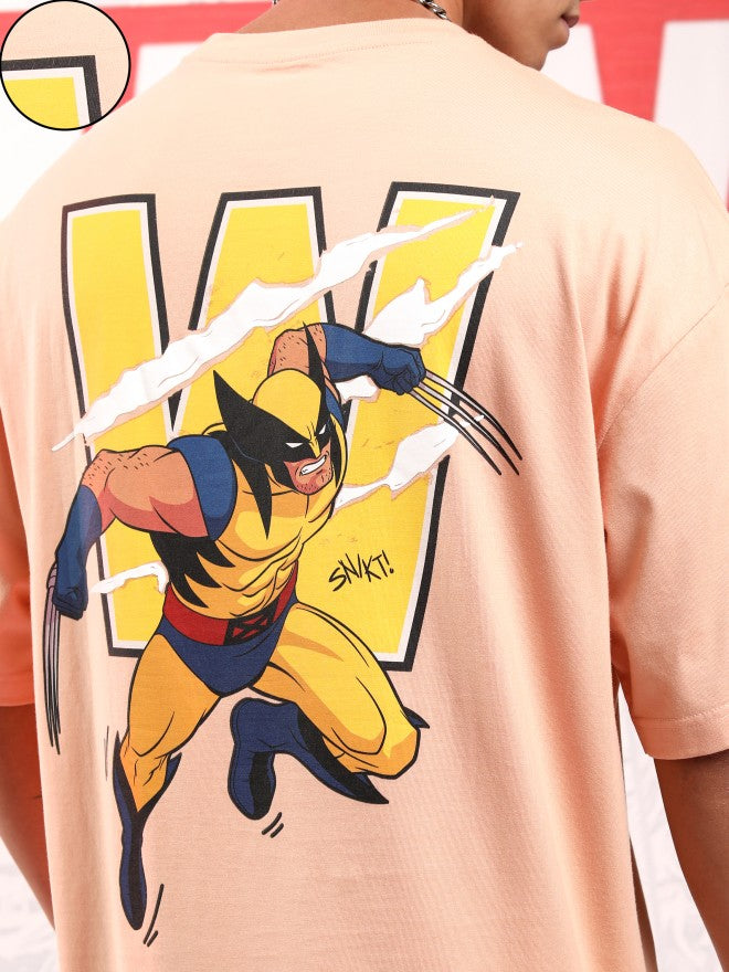 Marvel By Highlander Men Pink X-Men And Wolverine Printed Round Neck Oversized Fit T-Shirt - Pink - Image 5
