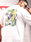 Marvel By Highlander Men Off White Hulk Printed Round Neck Oversized Fit T-Shirt - Off White - Image 1