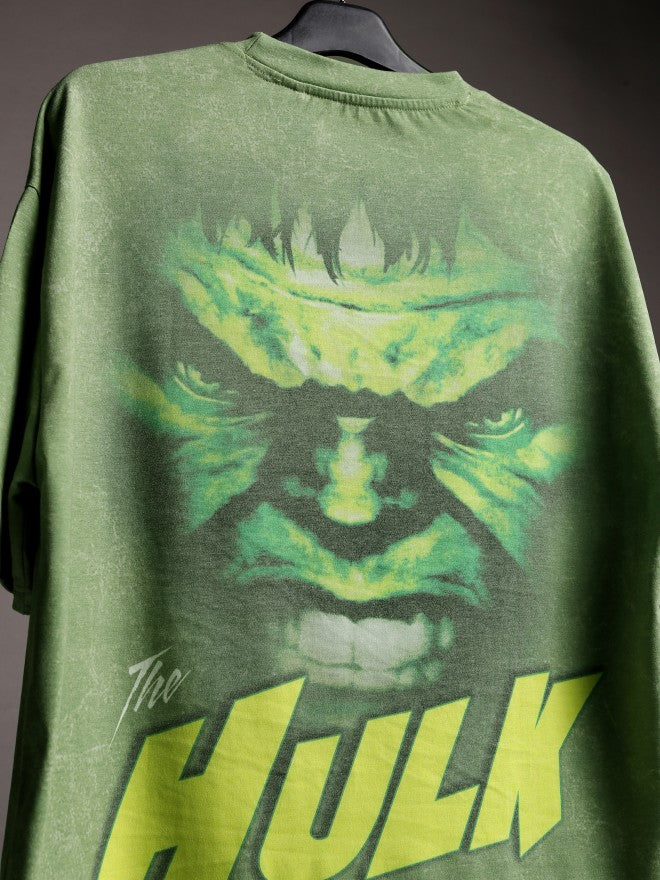 Marvel By Highlander Men Green Hulk Printed Round Neck Oversized Fit T-Shirt - Green - Image 8