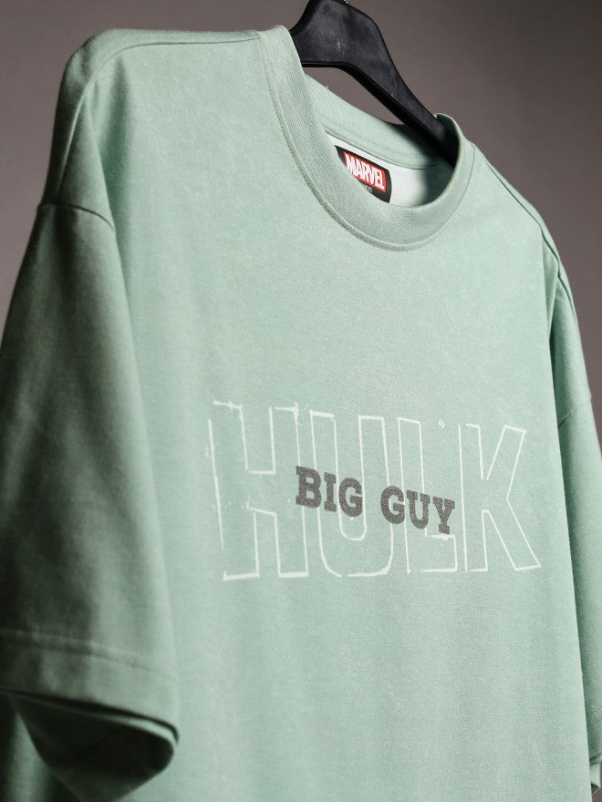 Marvel By Highlander Men Green Hulk Printed Round Neck Oversized Fit T-Shirt - Green - Image 9