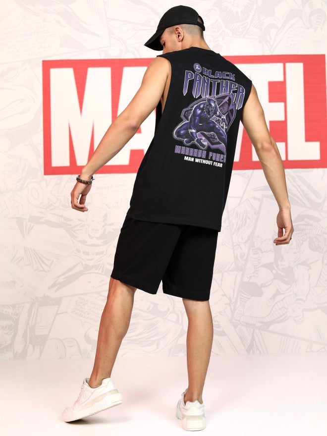 Marvel By Highlander Men Black Black Panther Printed Round Neck T-Shirt - Black - Image 2