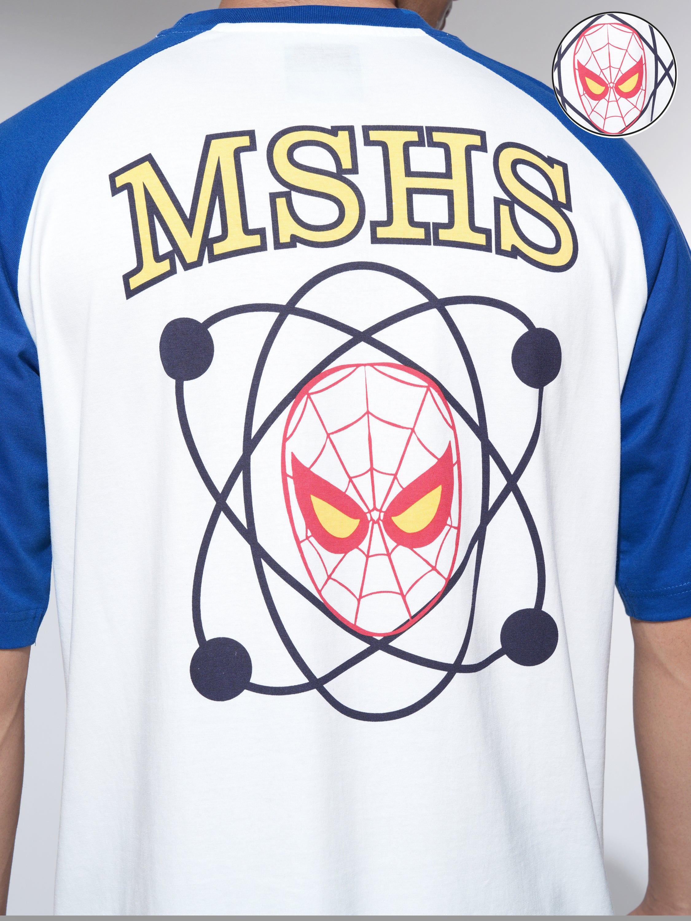 Marvel By Highlander Men Off White Spider-Man Printed Round Neck Oversized Fit T-Shirt - Off White - Image 5