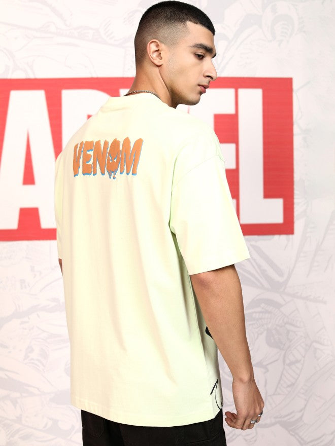 Marvel By Highlander Men Green Venom Printed Round Neck Oversized Fit T-Shirt - Green - Image 3
