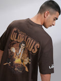 Marvel By Highlander Men Brown Loki Printed Round Neck Oversized Fit T-Shirt - Brown - Image 1