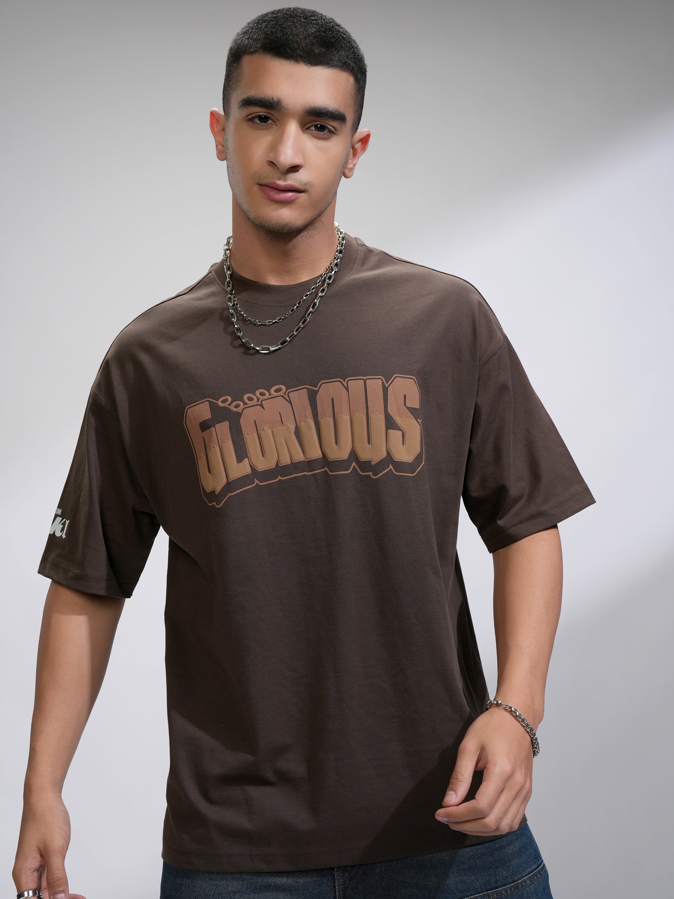 Marvel By Highlander Men Brown Loki Printed Round Neck Oversized Fit T-Shirt - Brown - Image 3
