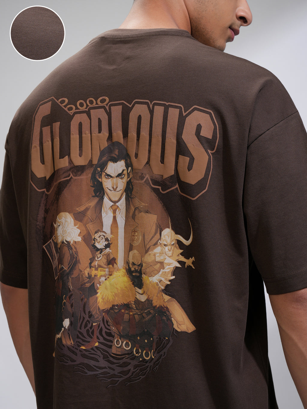 Marvel By Highlander Men Brown Loki Printed Round Neck Oversized Fit T-Shirt - Brown - Image 5