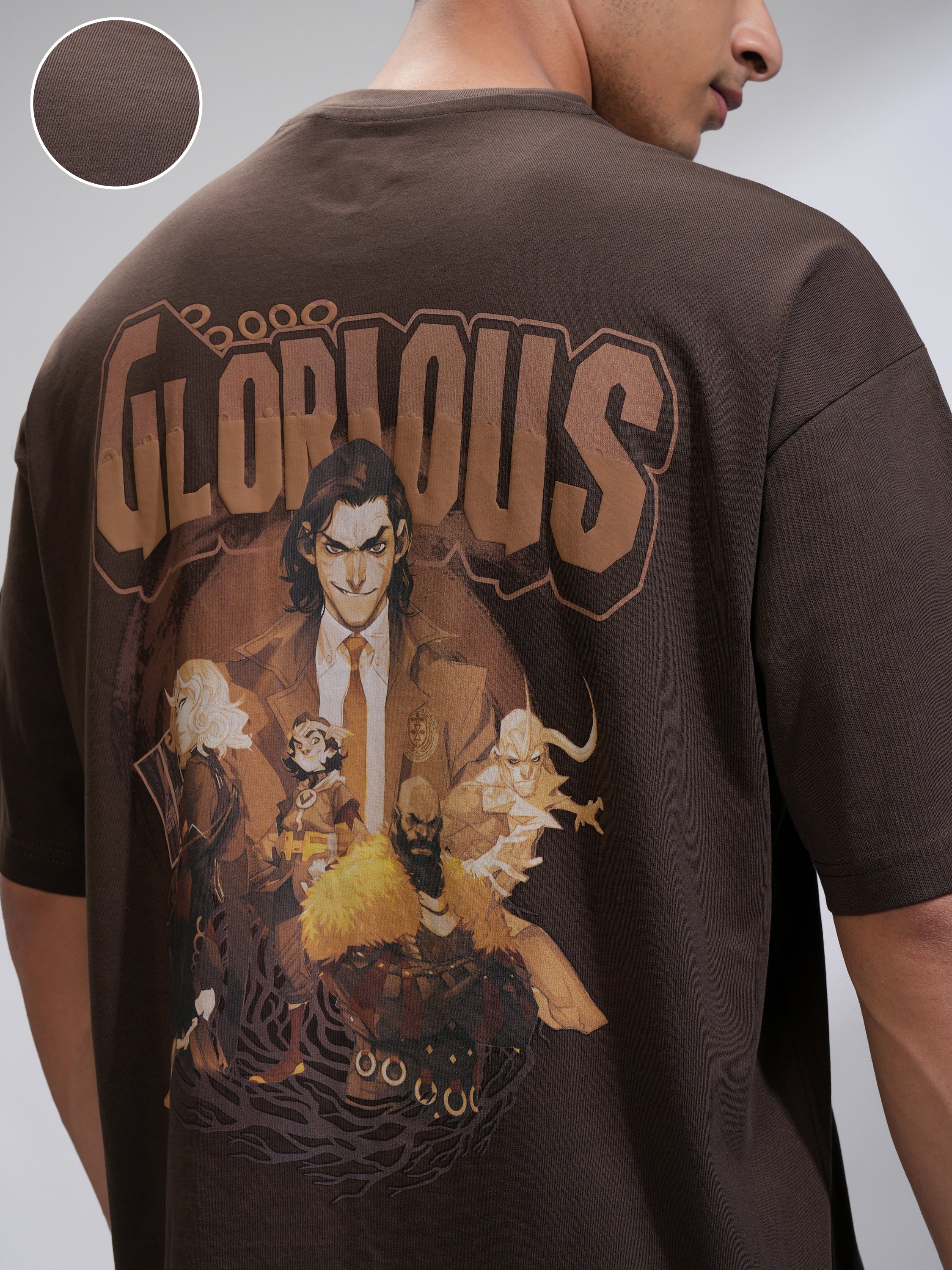 Marvel By Highlander Men Brown Loki Printed Round Neck Oversized Fit T-Shirt - Brown - Image 5
