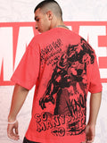 Marvel By Highlander Men Red Venom Printed Round Neck Oversized Fit T-Shirt - Red - Image 1