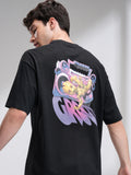 Marvel By Highlander Men Black Groot Printed Round Neck Oversized Fit T-Shirt - Black - Image 1
