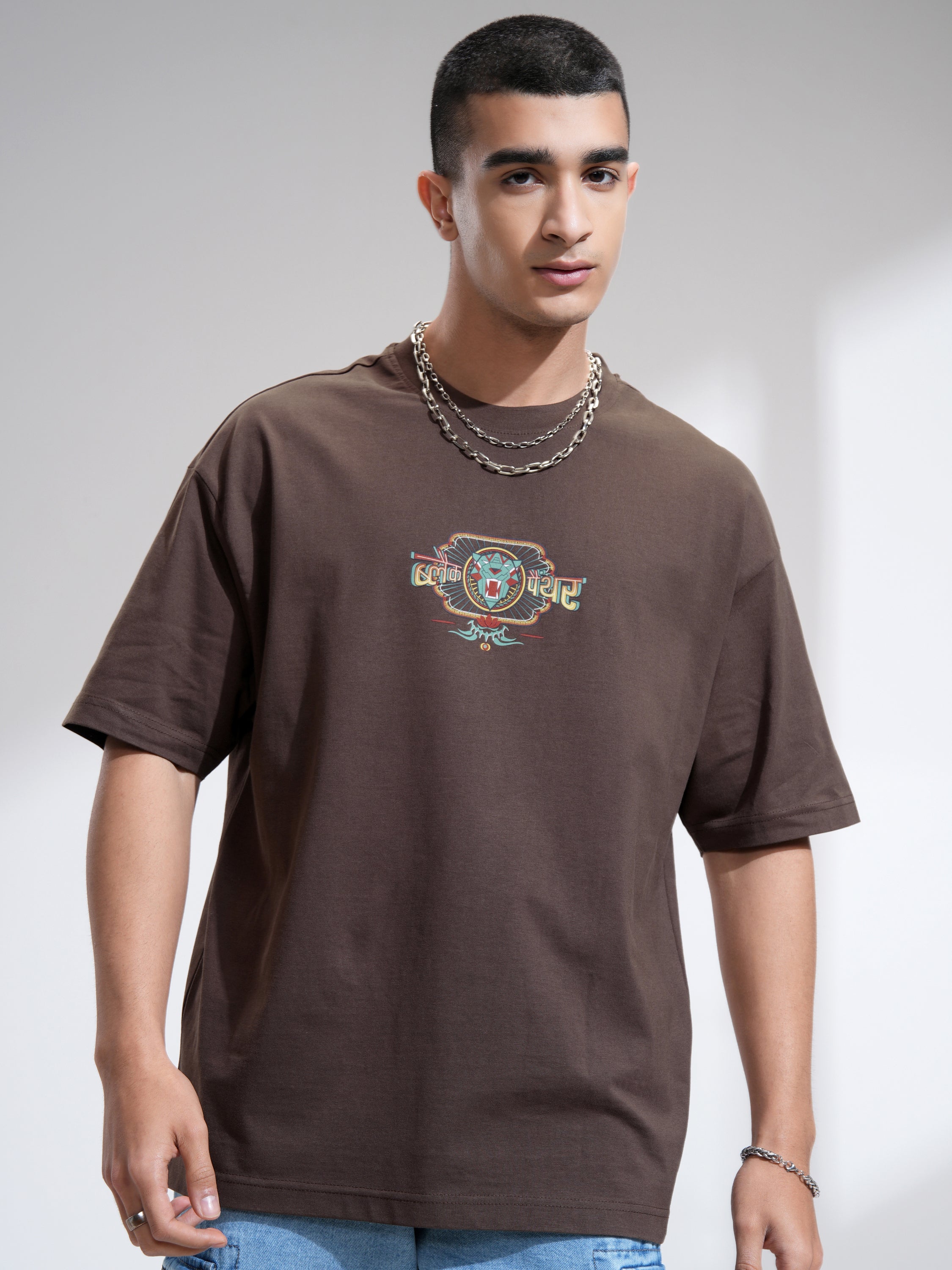 Marvel By Highlander Men Brown Black Panther Printed Round Neck Oversized Fit T-Shirt - Brown - Image 3