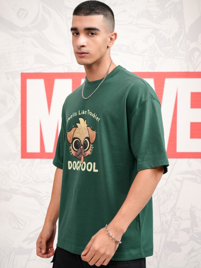 Marvel By Highlander Men Green Dogpool Printed Round Neck Oversized Fit T-Shirt - Green - Image 4