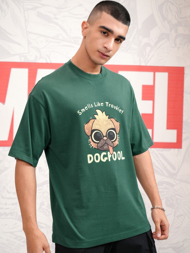 Marvel By Highlander Men Green Dogpool Printed Round Neck Oversized Fit T-Shirt - Green - Image 6
