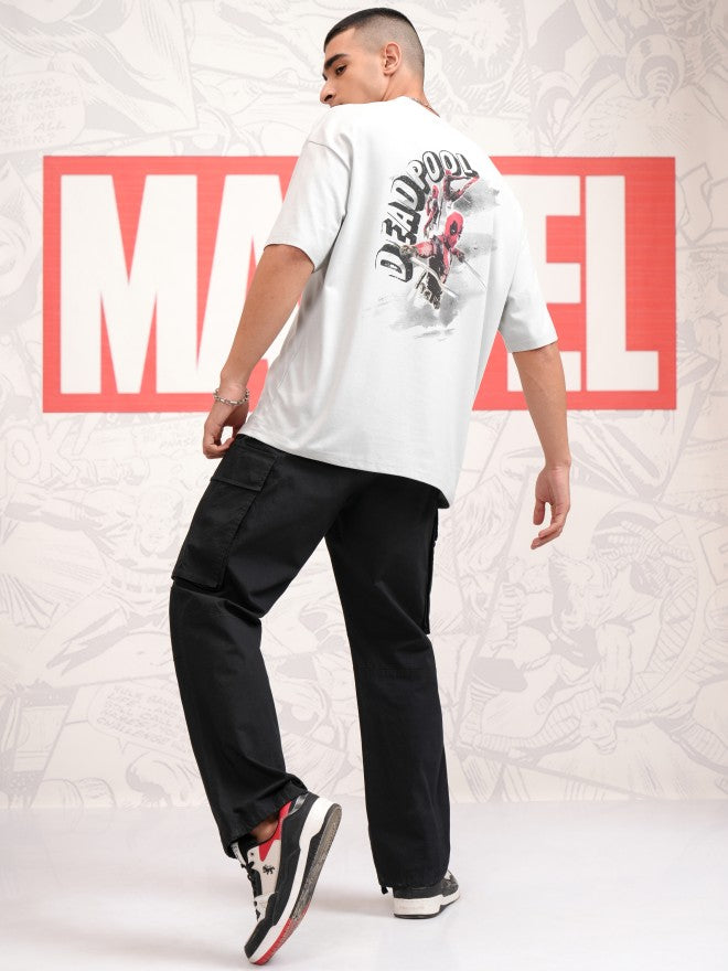 Marvel By Highlander Men Grey Deadpool Printed Round Neck Oversized Fit T-Shirt - Grey - Image 2