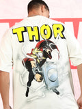Marvel By Highlander Men Off White Thor Printed Round Neck Oversized Fit T-Shirt - Off White - Image 1