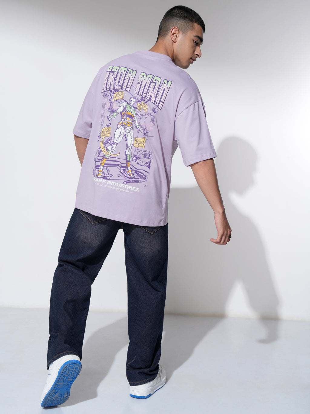 Marvel By Highlander Men Mauve Iron Man Printed Round Neck Oversized Fit T-Shirt - Mauve - Image 2