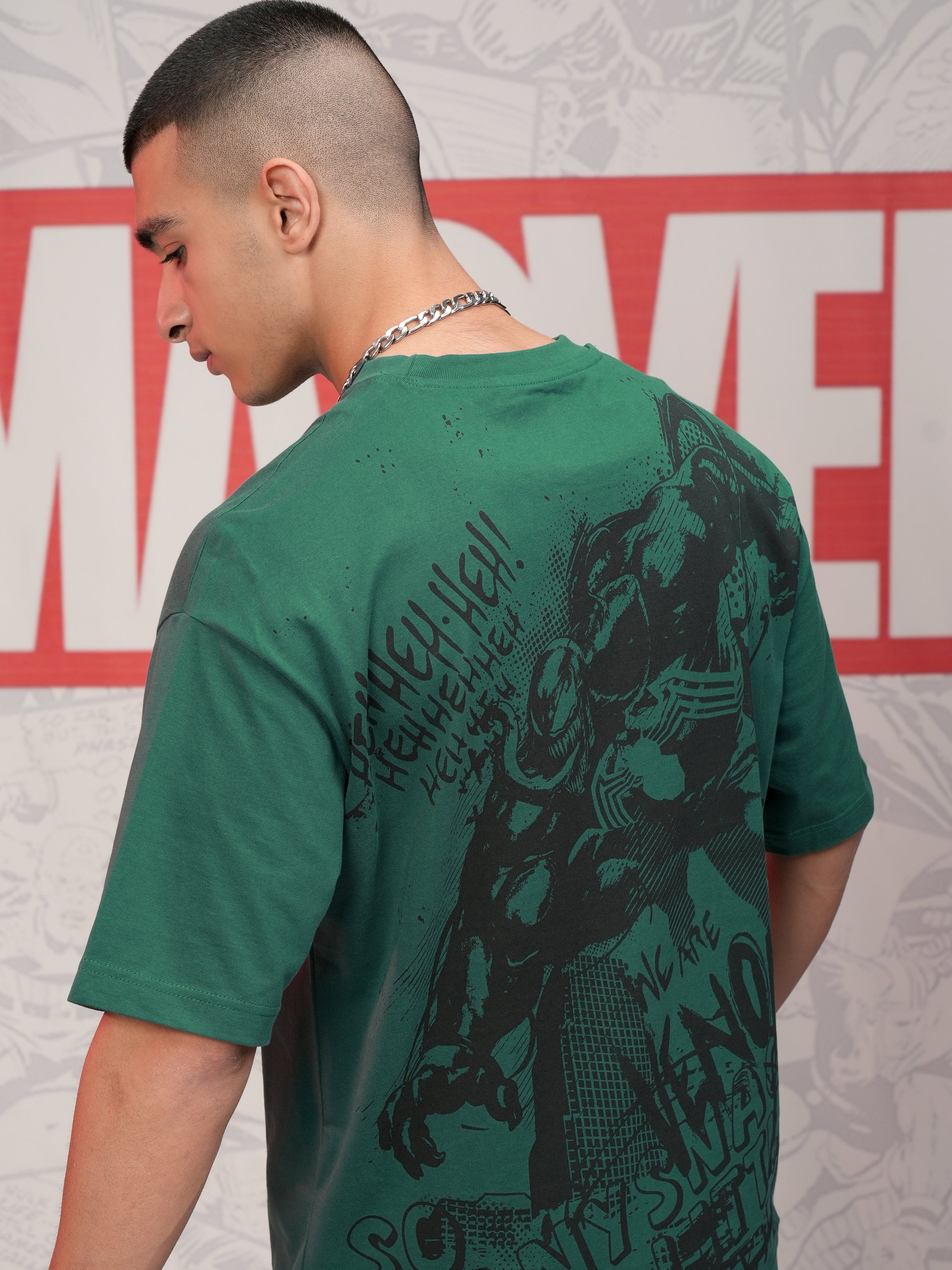 Marvel By Highlander Men Green Venom Printed Round Neck T-Shirt - Green - Image 1