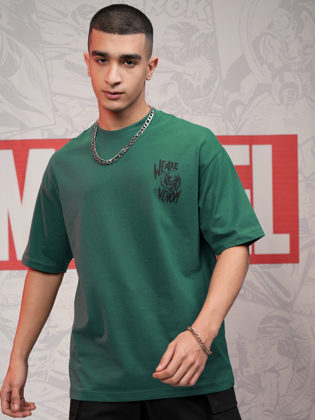 Marvel By Highlander Men Green Venom Printed Round Neck T-Shirt - Green - Image 3