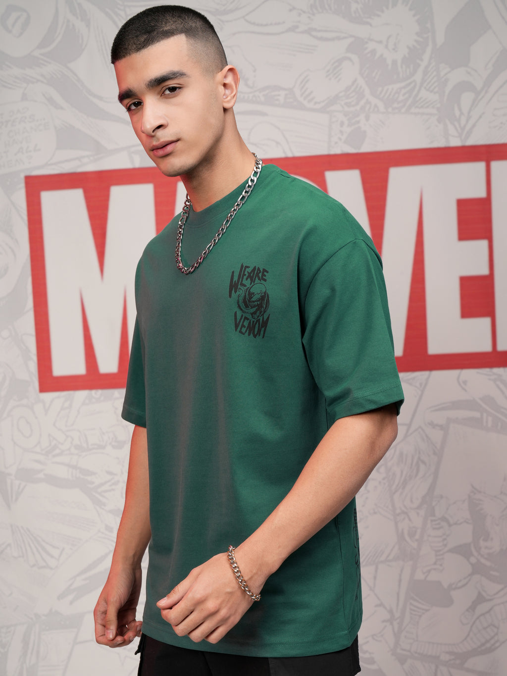 Marvel By Highlander Men Green Venom Printed Round Neck T-Shirt - Green - Image 4