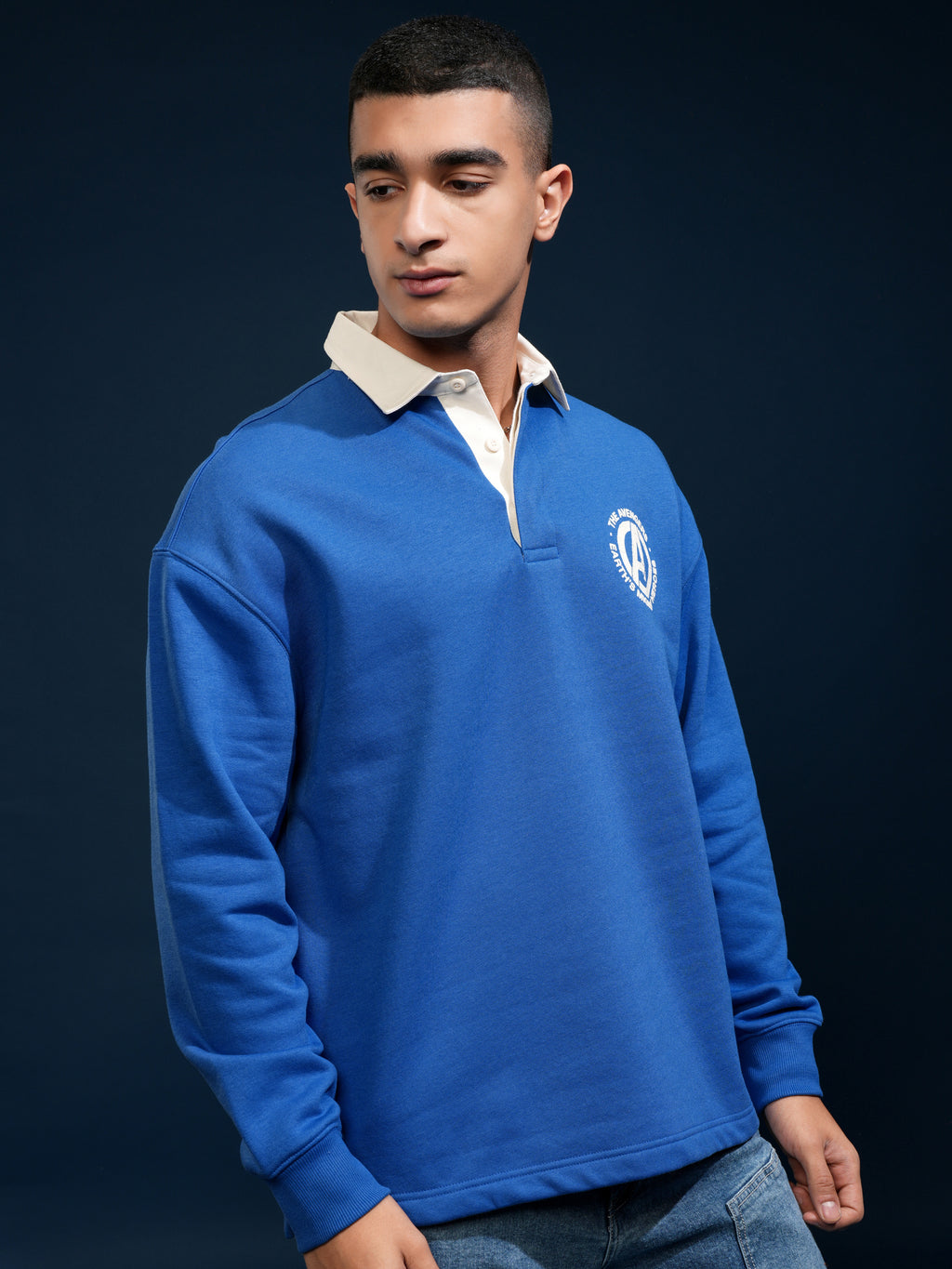 Marvel By Highlander Men Blue Avengers Printed Polo Collar T-Shirt - Blue - Image 6