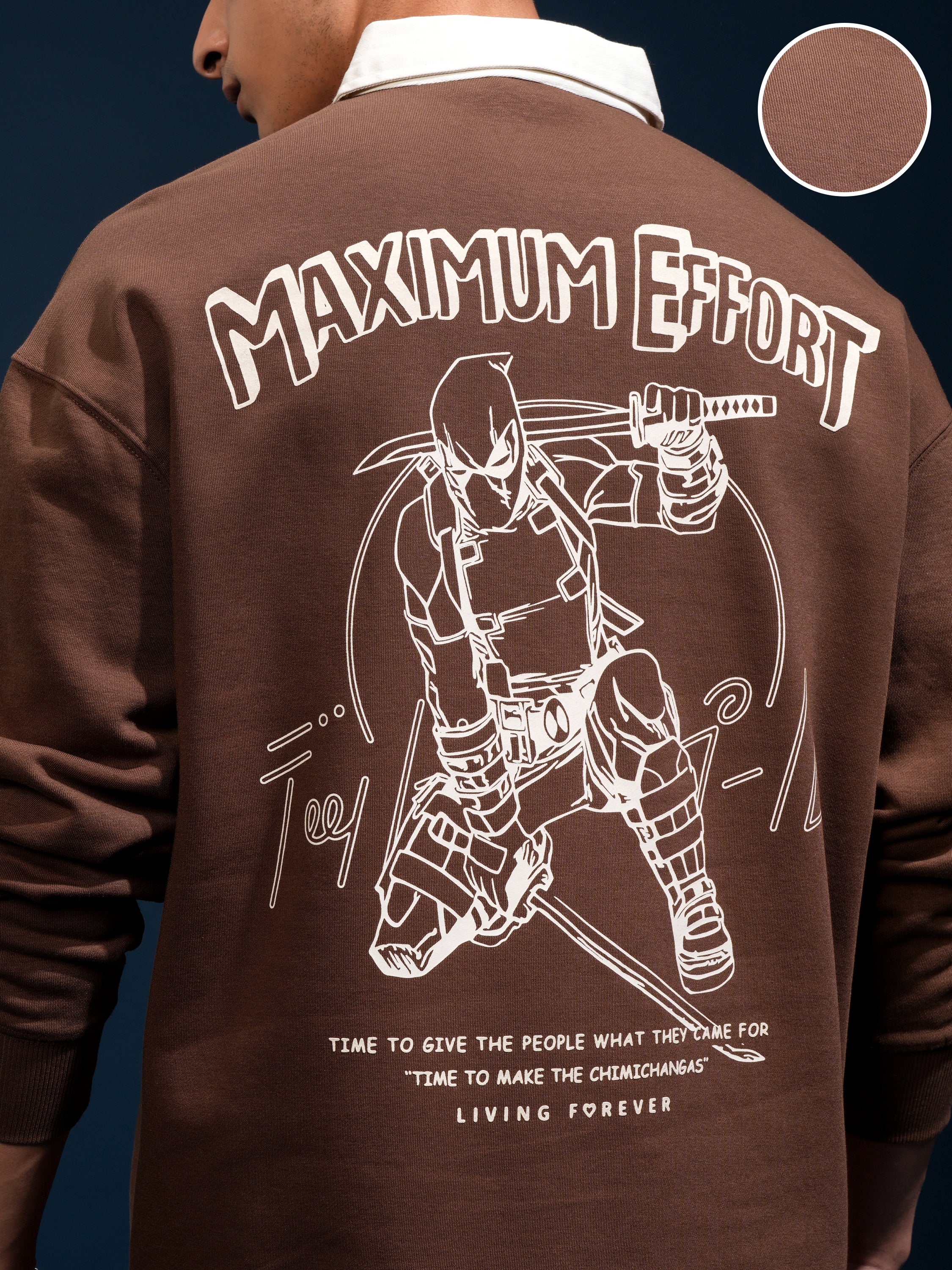 Marvel By Highlander Men Brown Deadpool Printed Polo Collar T-Shirt - Brown - Image 5