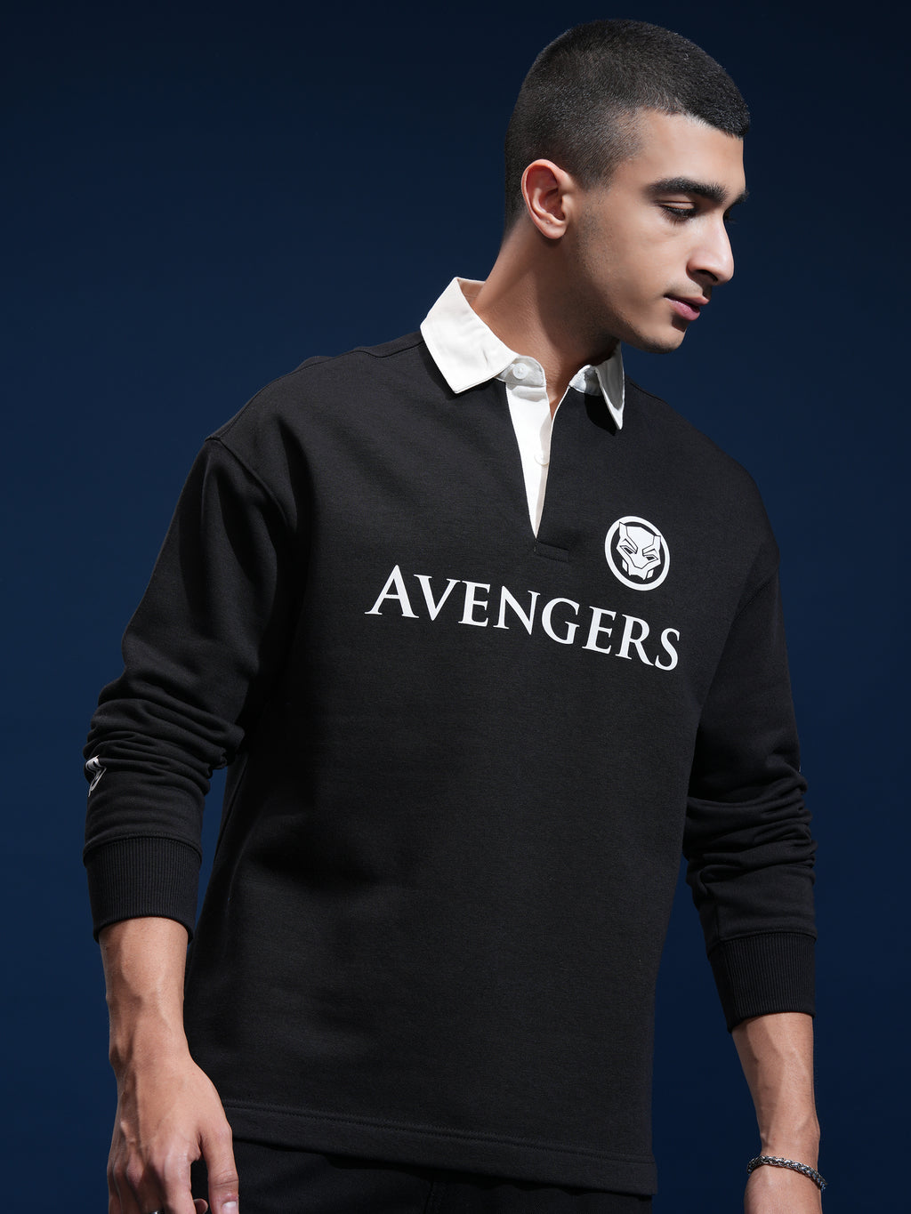 Marvel By Highlander Men Black Black Panther Printed Polo Collar T-Shirt - Black - Image 3