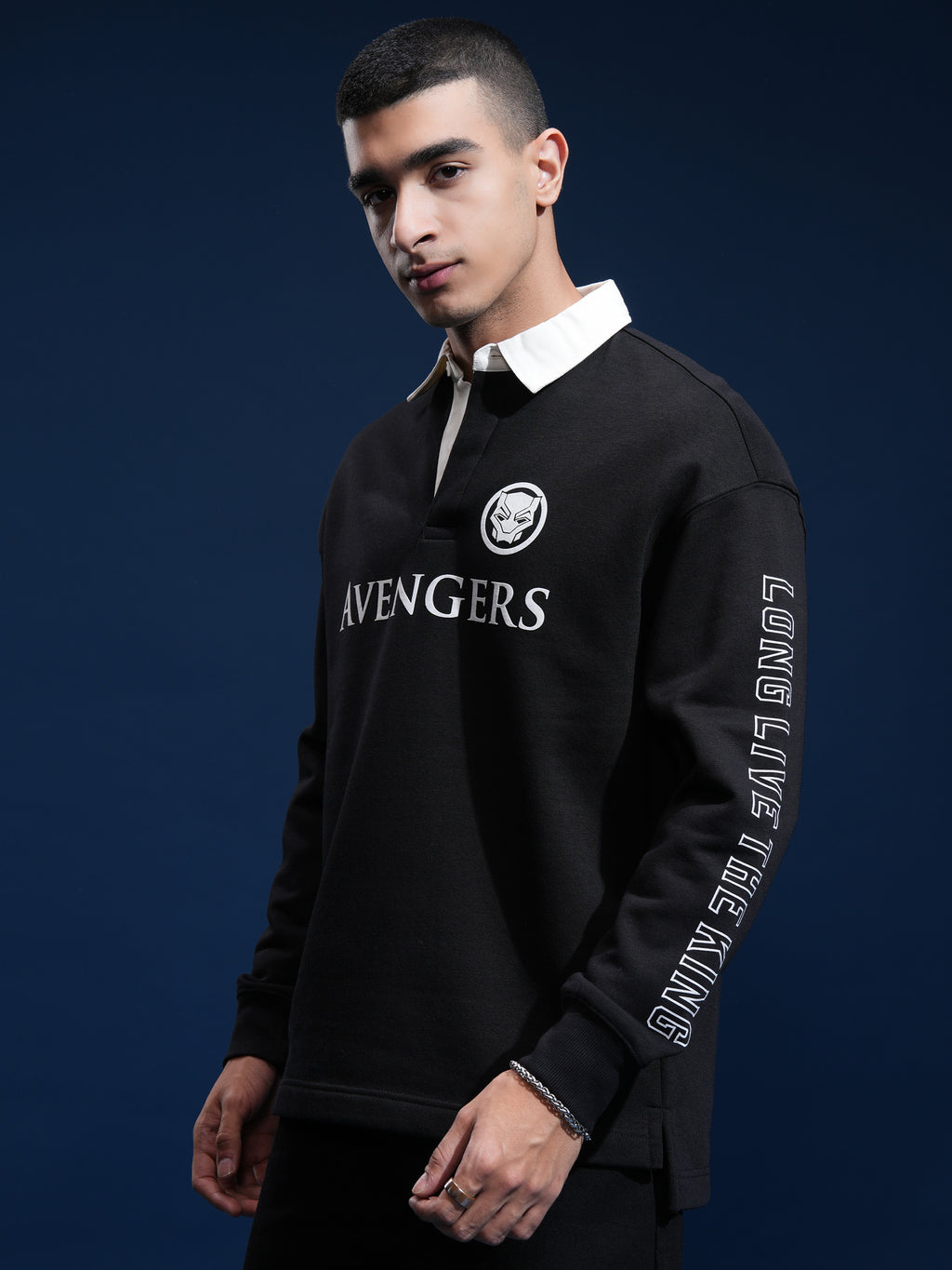 Marvel By Highlander Men Black Black Panther Printed Polo Collar T-Shirt - Black - Image 4