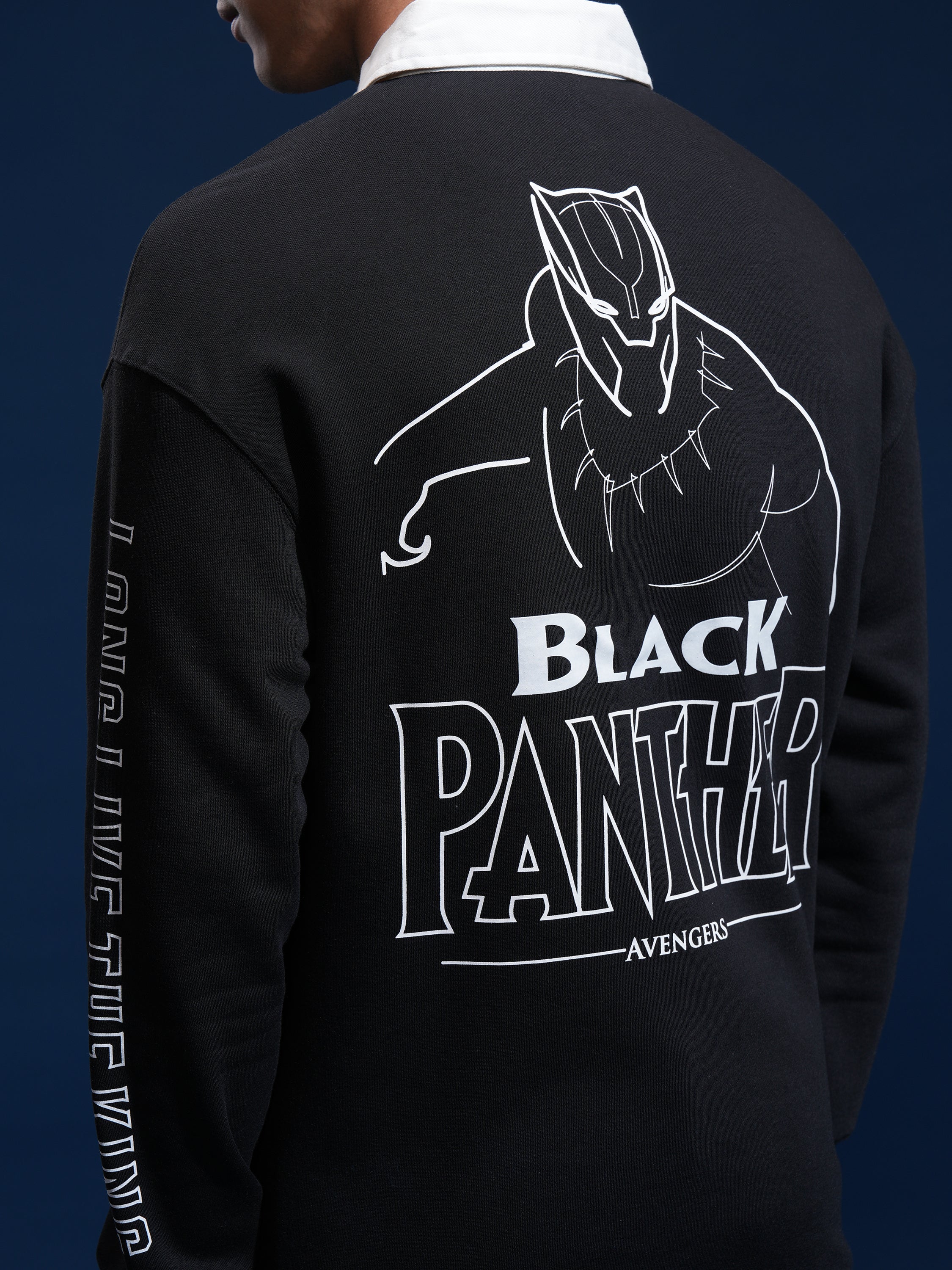 Marvel By Highlander Men Black Black Panther Printed Polo Collar T-Shirt - Black - Image 5