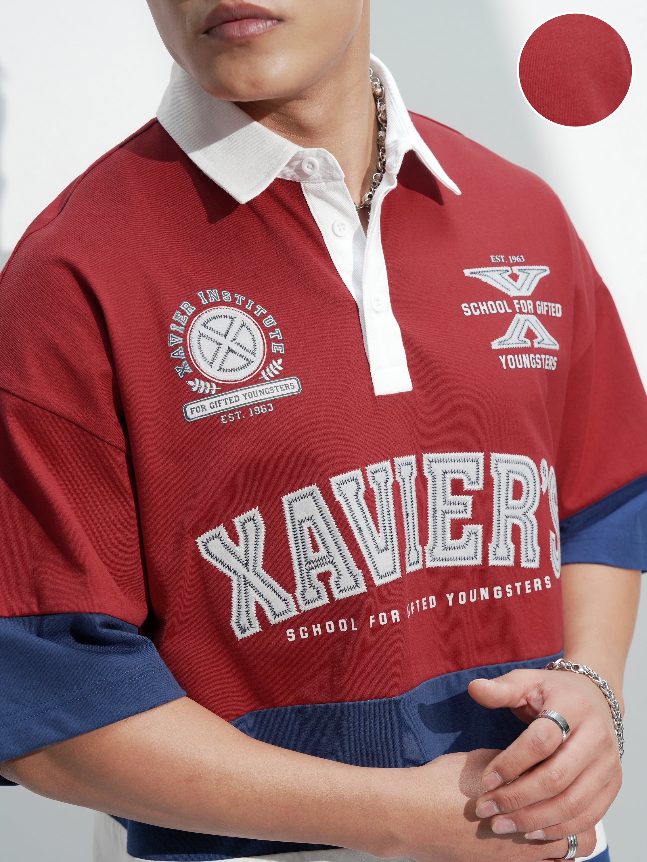 Marvel By Highlander Men Maroon X-Men Printed Polo Collar T-Shirt - Maroon - Image 5