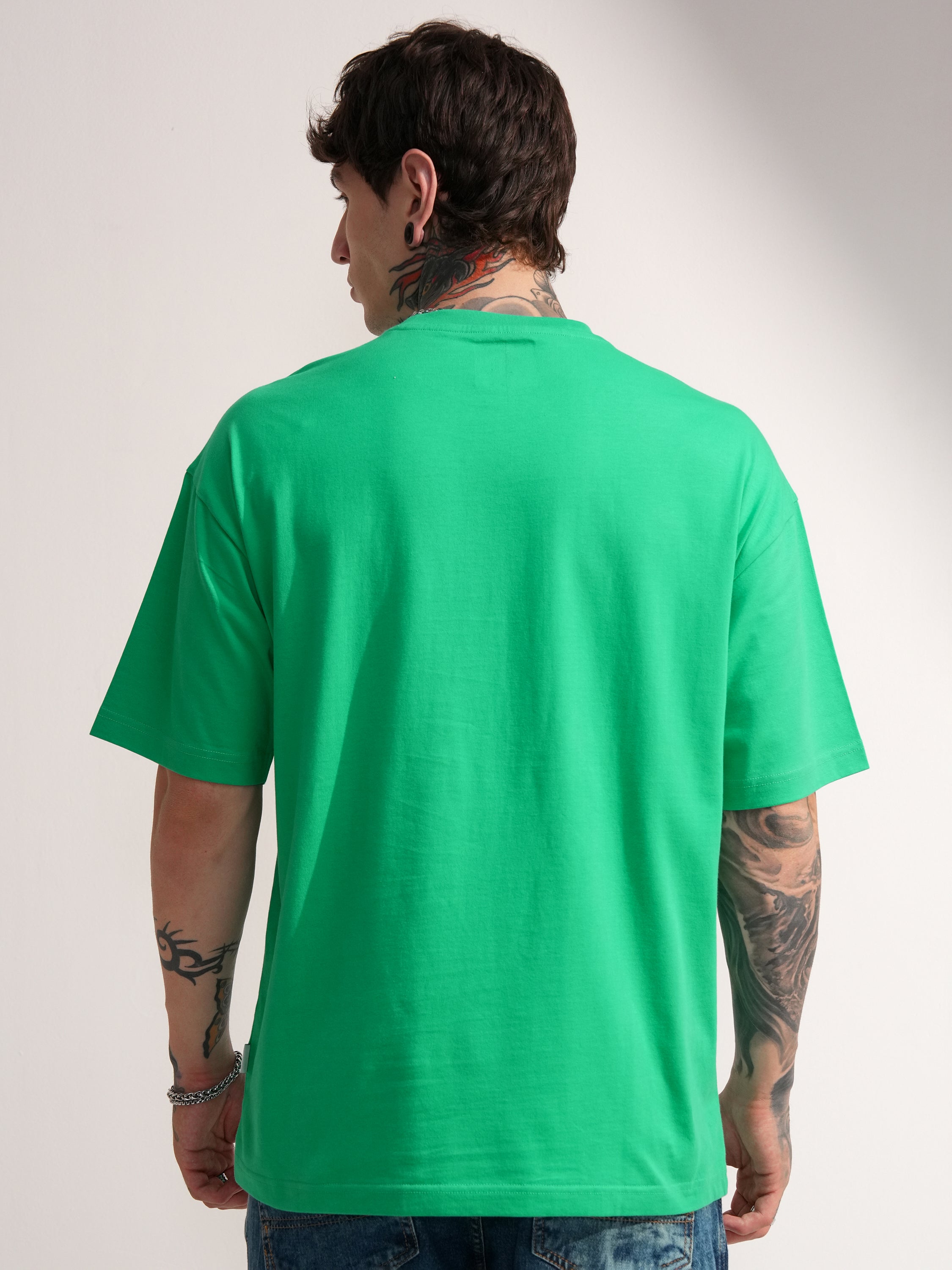 Marvel By Highlander Men Green Iron Man Embroidered Round Neck Oversized Fit T-Shirt - Green - Image 3