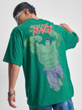 Marvel By Highlander Men Green Hulk Printed Round Neck Oversized Fit T-Shirt - Green - Image 1