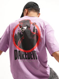 Marvel By Highlander Men Lavender Dare Devil Printed Round Neck Oversized Fit T-Shirt - Lavender - Image 1