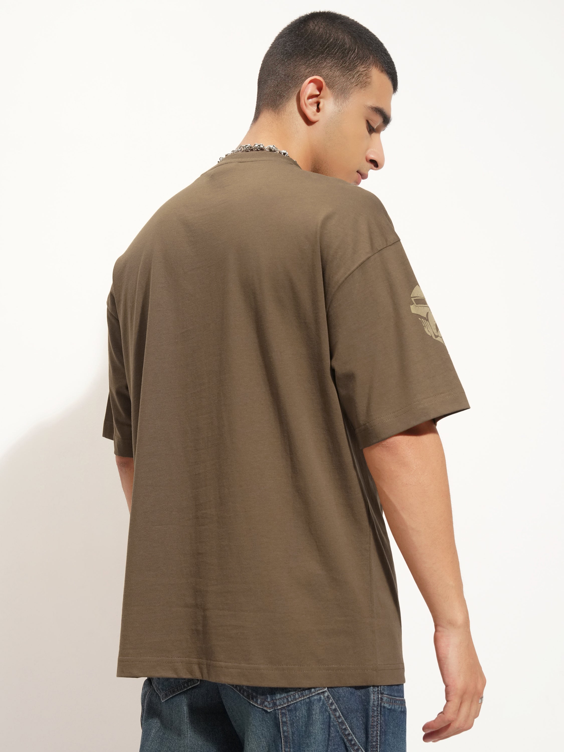 Marvel By Highlander Men Khaki Doctor Doom Printed Round Neck Oversized Fit T-Shirt - Khaki - Image 3