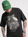 Marvel By Highlander Men Black Doctor Doom Printed Round Neck Oversized Fit T-Shirt - Black - Image 1