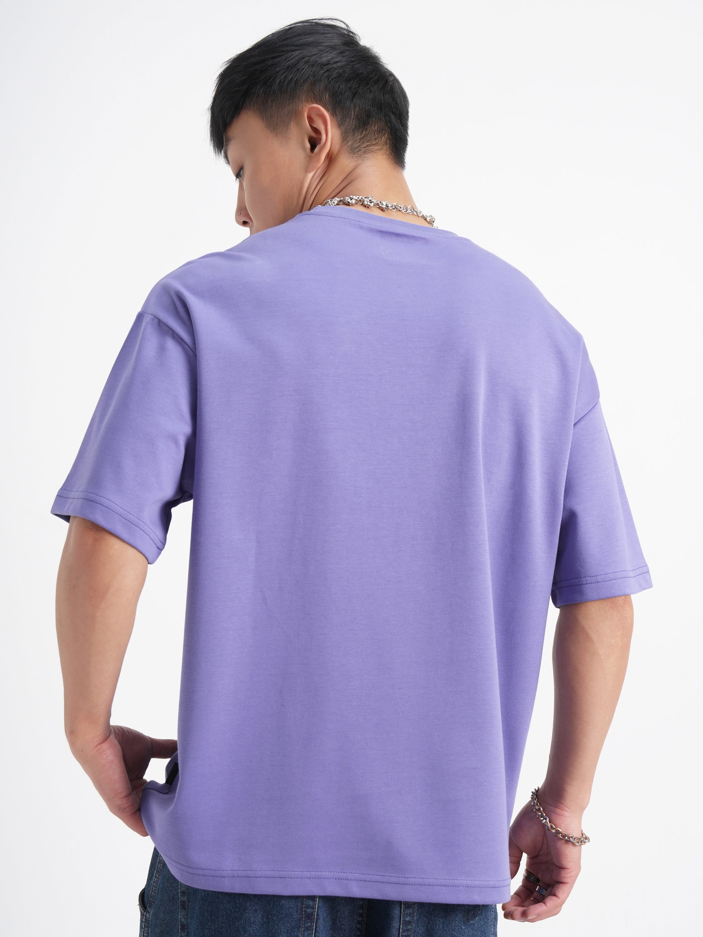 Marvel By Highlander Men Purple Avengers Printed Round Neck Oversized Fit T-Shirt - Purple - Image 3