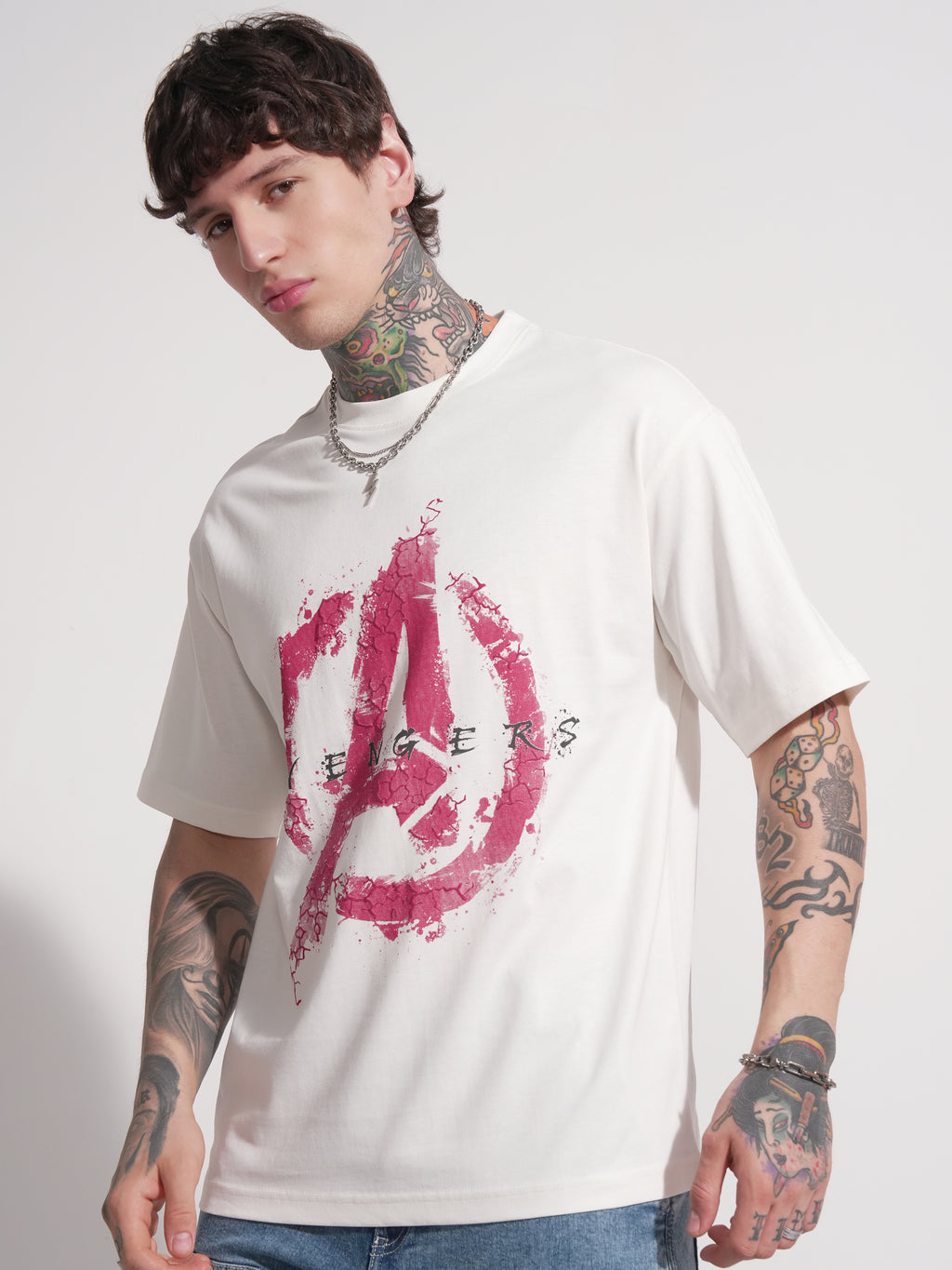 Marvel By Highlander Men Off White Avengers Printed Round Neck T-Shirt - Off White - Image 4