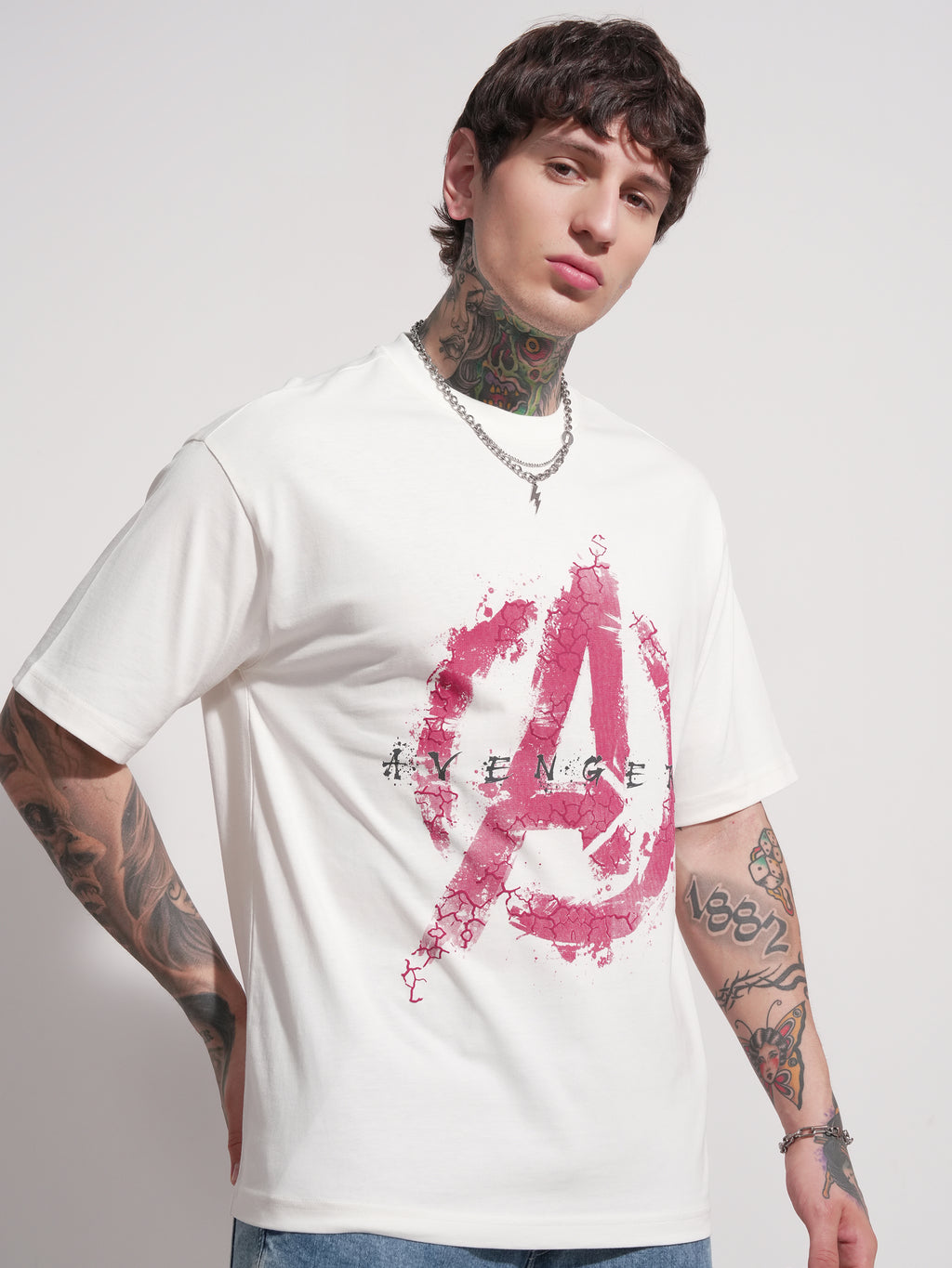 Marvel By Highlander Men Off White Avengers Printed Round Neck T-Shirt - Off White - Image 6