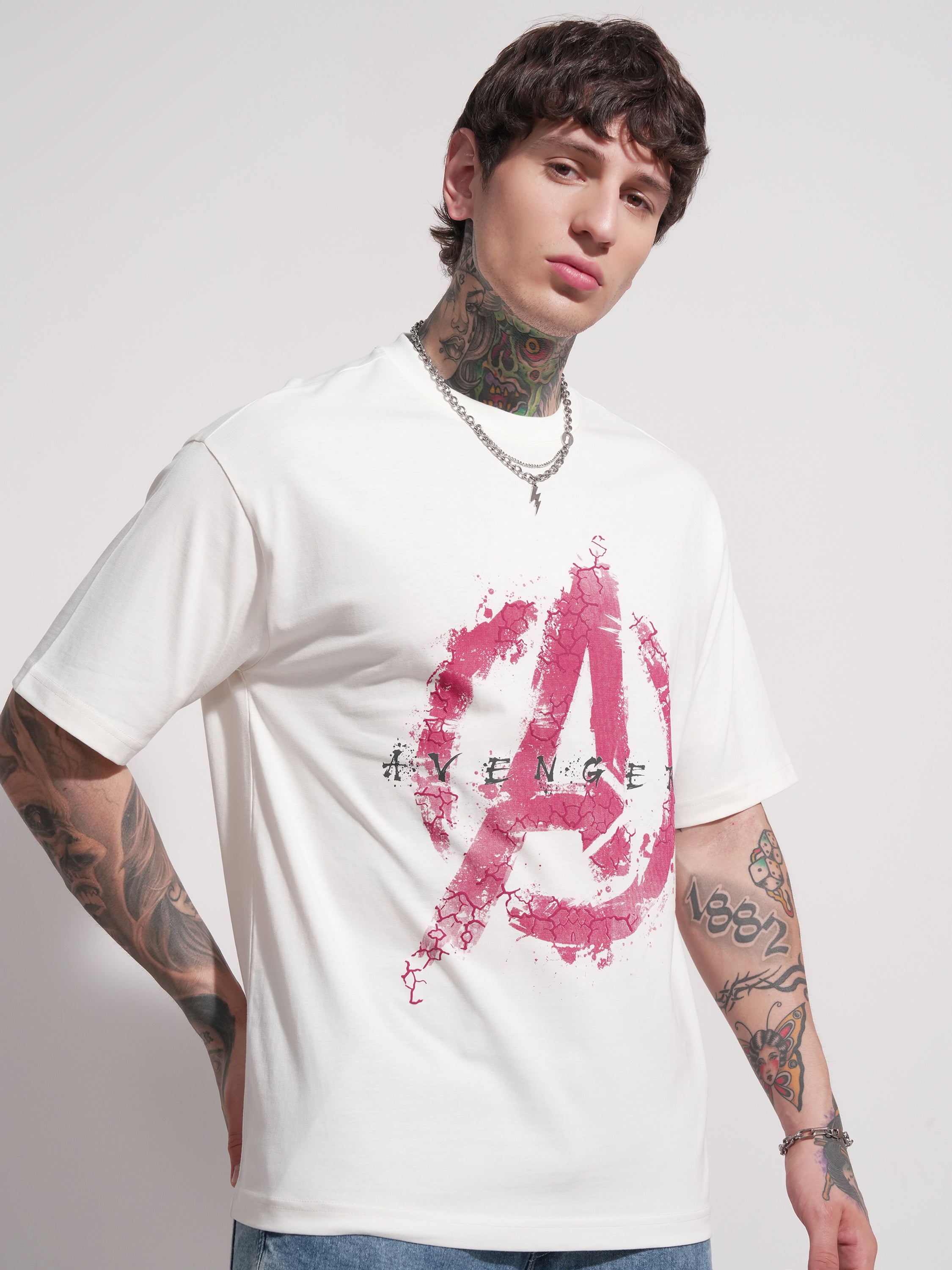 Marvel By Highlander Men Off White Avengers Printed Round Neck T-Shirt - Off White - Image 6