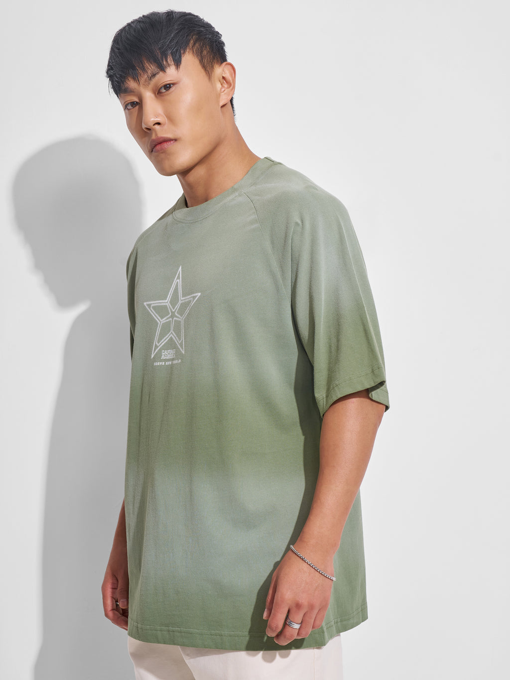 Marvel By Highlander Men Green Captain America Printed Round Neck Oversized Fit T-Shirt - Green - Image 4