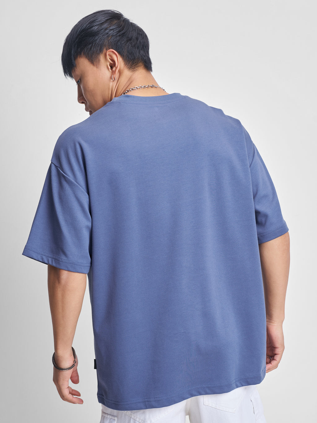 Marvel By Highlander Men Blue Spider-Man Self Design Round Neck Oversized Fit T-Shirt - Blue - Image 3