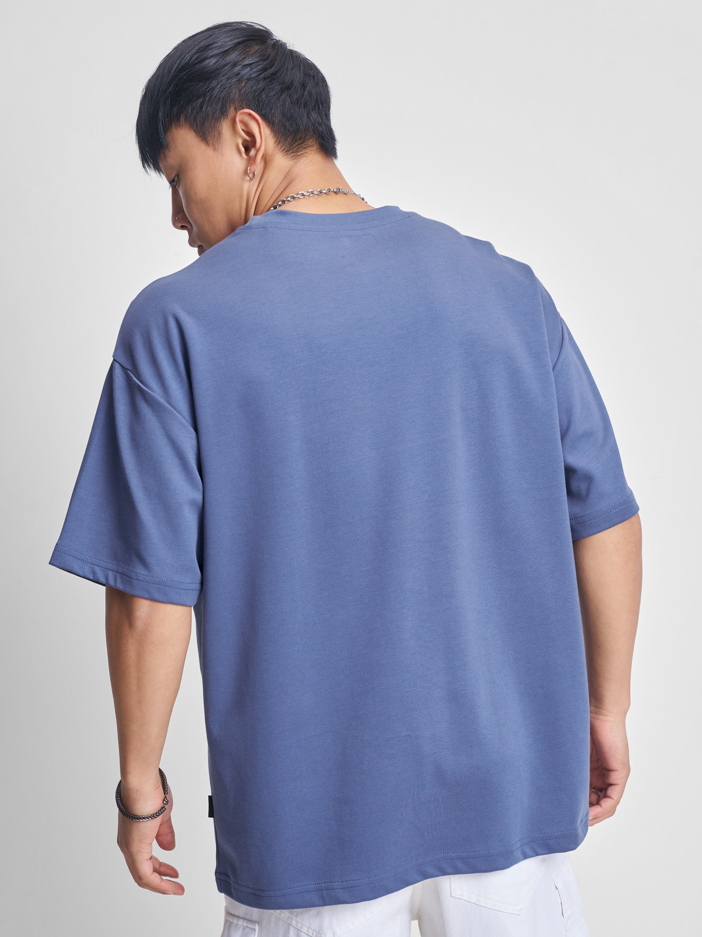 Marvel By Highlander Men Blue Spider-Man Self Design Round Neck Oversized Fit T-Shirt - Blue - Image 3